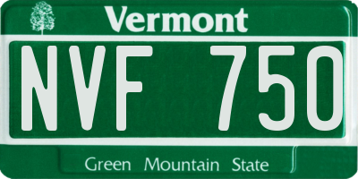 VT license plate NVF750