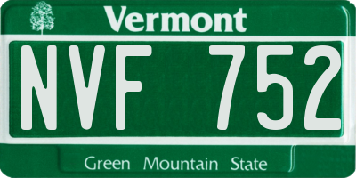 VT license plate NVF752