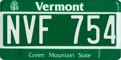 VT license plate NVF754