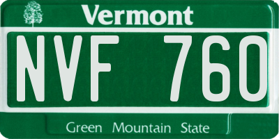 VT license plate NVF760