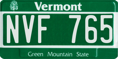 VT license plate NVF765