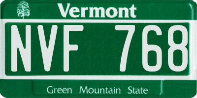 VT license plate NVF768