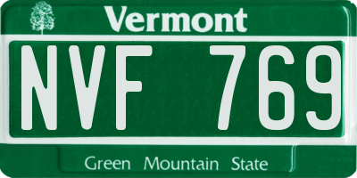 VT license plate NVF769