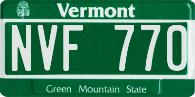 VT license plate NVF770
