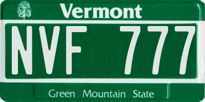VT license plate NVF777