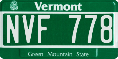 VT license plate NVF778