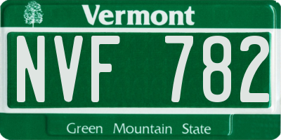 VT license plate NVF782