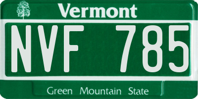 VT license plate NVF785