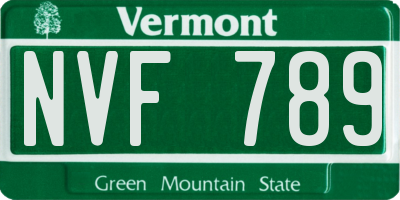 VT license plate NVF789