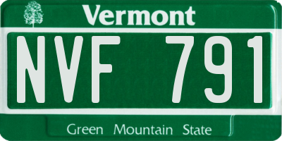 VT license plate NVF791