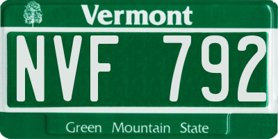 VT license plate NVF792