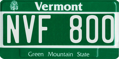 VT license plate NVF800