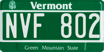 VT license plate NVF802