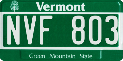 VT license plate NVF803