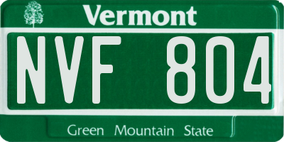 VT license plate NVF804