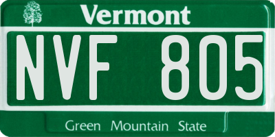 VT license plate NVF805