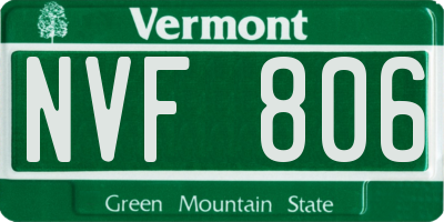 VT license plate NVF806