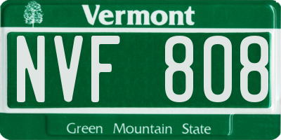 VT license plate NVF808