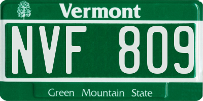 VT license plate NVF809