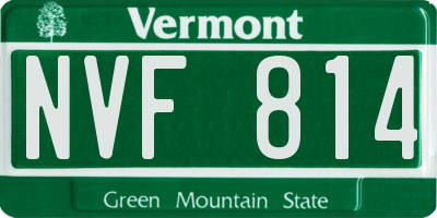 VT license plate NVF814