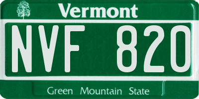 VT license plate NVF820