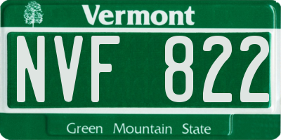 VT license plate NVF822