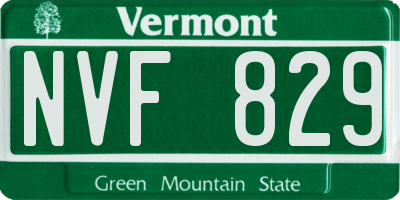 VT license plate NVF829