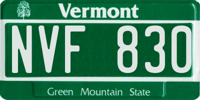 VT license plate NVF830
