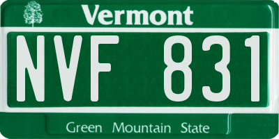 VT license plate NVF831