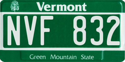 VT license plate NVF832