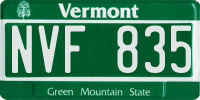 VT license plate NVF835