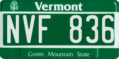 VT license plate NVF836