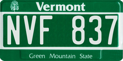 VT license plate NVF837