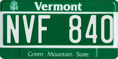 VT license plate NVF840