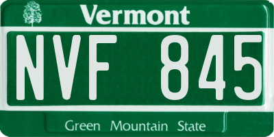 VT license plate NVF845