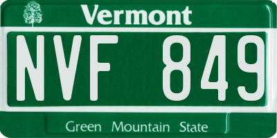 VT license plate NVF849