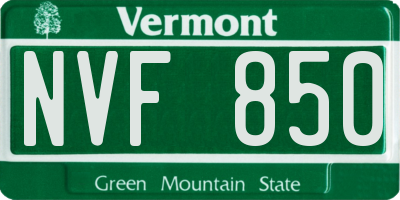 VT license plate NVF850