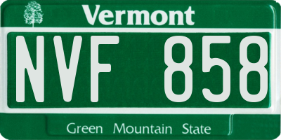 VT license plate NVF858