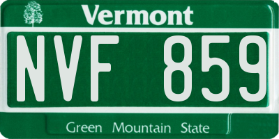 VT license plate NVF859