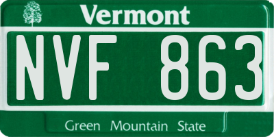 VT license plate NVF863