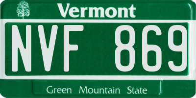 VT license plate NVF869