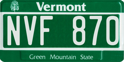 VT license plate NVF870
