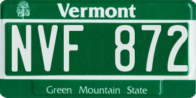 VT license plate NVF872