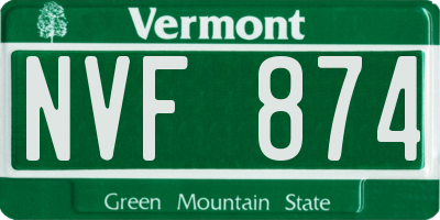 VT license plate NVF874