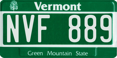 VT license plate NVF889