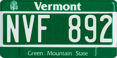VT license plate NVF892