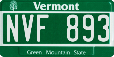 VT license plate NVF893
