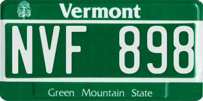 VT license plate NVF898