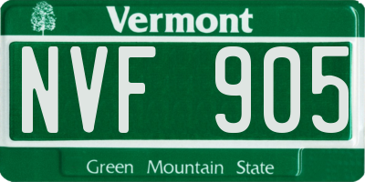 VT license plate NVF905