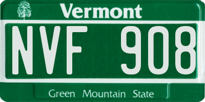 VT license plate NVF908
